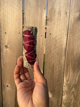 Load image into Gallery viewer, Rose + Blue Sage Cleansing Stick 4”
