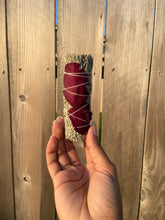 Load image into Gallery viewer, Rose + Blue Sage Cleansing Stick 4”