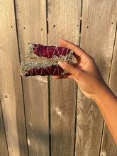 Load image into Gallery viewer, Rose + Blue Sage Cleansing Stick 4”