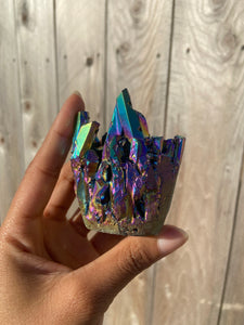 Titanium Aura Quartz Cluster