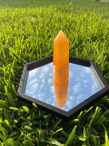 Orange Calcite Obelisk Tower Point